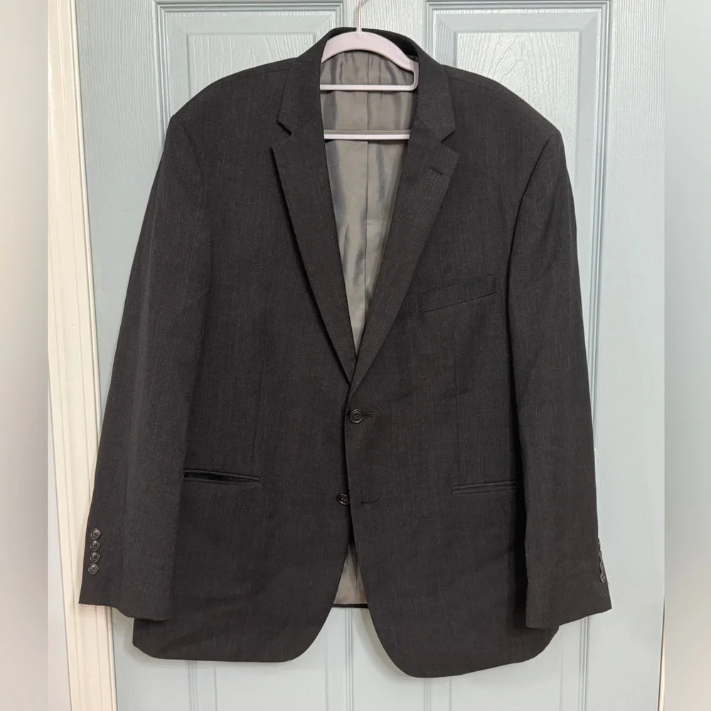 Pronto Uomo Men’s Charcoal Gray 2 Button Suit Jacket Blazer 46R Wool Blend